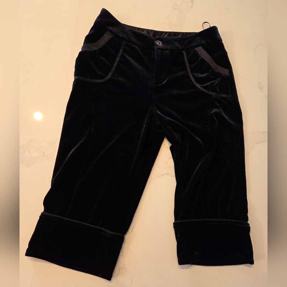 Velvet Romatic Goth Vibes Fashion Cropped Pants